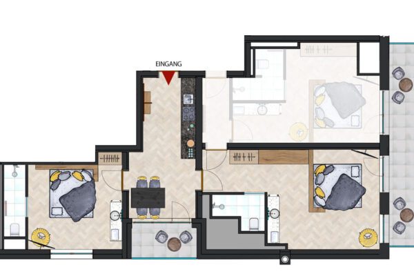 Ihre Luxus Ferienwohnung in Dorfgastein_Bergparadies Gastein, Apartment & Studio Hotel, Bergparadies Gastein, Apartment & Studio Hotel_Ihre Unterkunft in Dorfgastein, modernes Loft, Loft_Apartment_4 _mit_2._Doppelzimmer, Premium